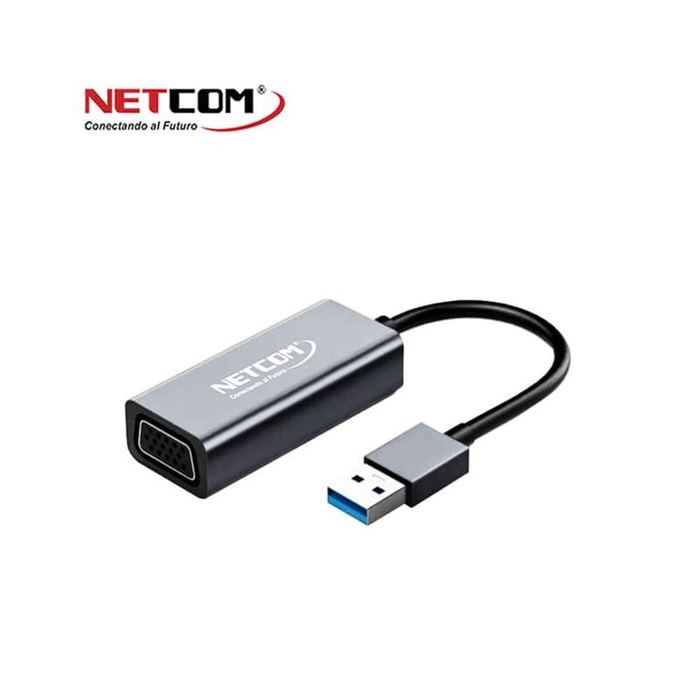 CABLE ADAPTADOR CONVERSOR DE USB 3.0 MACHO A VGA HEMBRA FULL HD DE ALUMINIO NETCOM