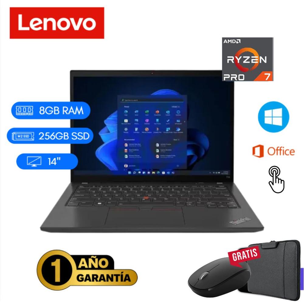 Laptop seminueva Lenovo ThinkPad T14 Gen1 Ryzen 7 Pro  8GB RAM 256GB SSD 14 pul.  Touch -  Combo