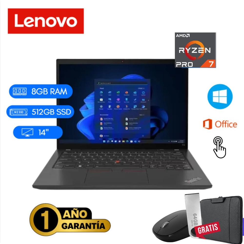 Laptop seminueva Lenovo ThinkPad T14 Gen 1 Ryzen 7 Pro  8GB RAM 512GB SSD 14 pul. Touch - Combo