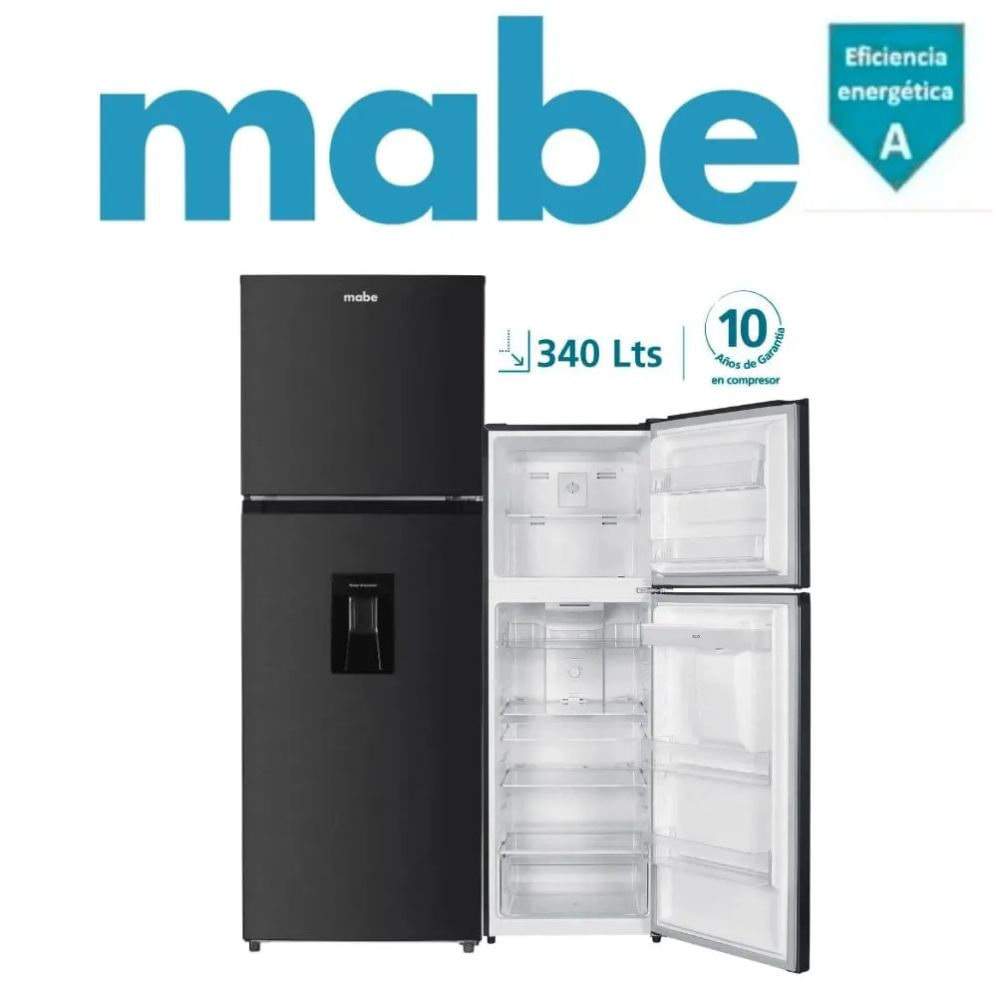 REFRIGERADORA MABE 340LT CON DISPENSADOR COLOR NEGRO MOD RMN334PAPRP0