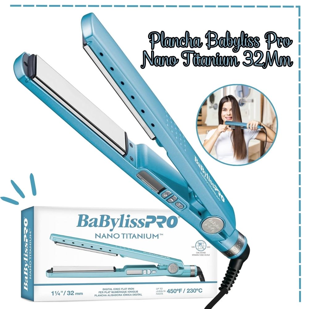 Plancha Alisadora Babyliss Pro Nano Titanium 32mm BNT4091TPE