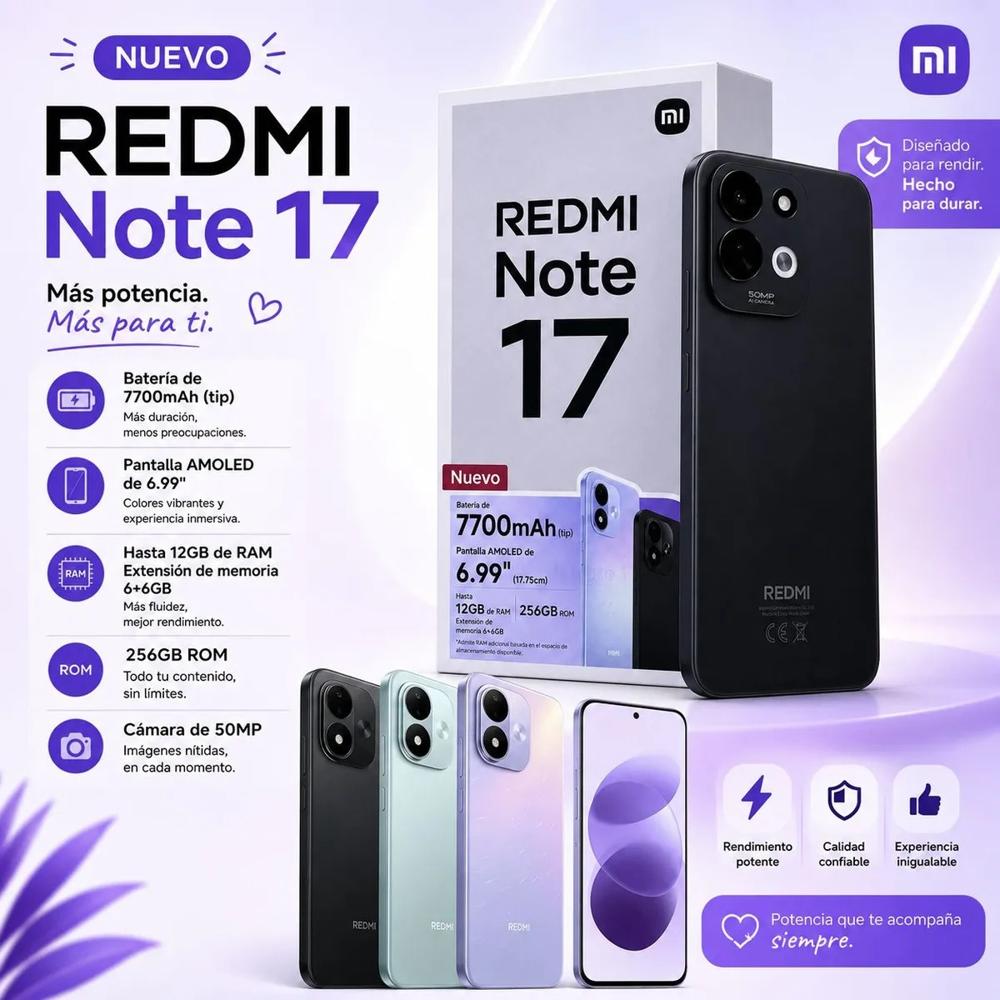 Celular Xiaomi Redmi Note 17 256GB 6GB Negro