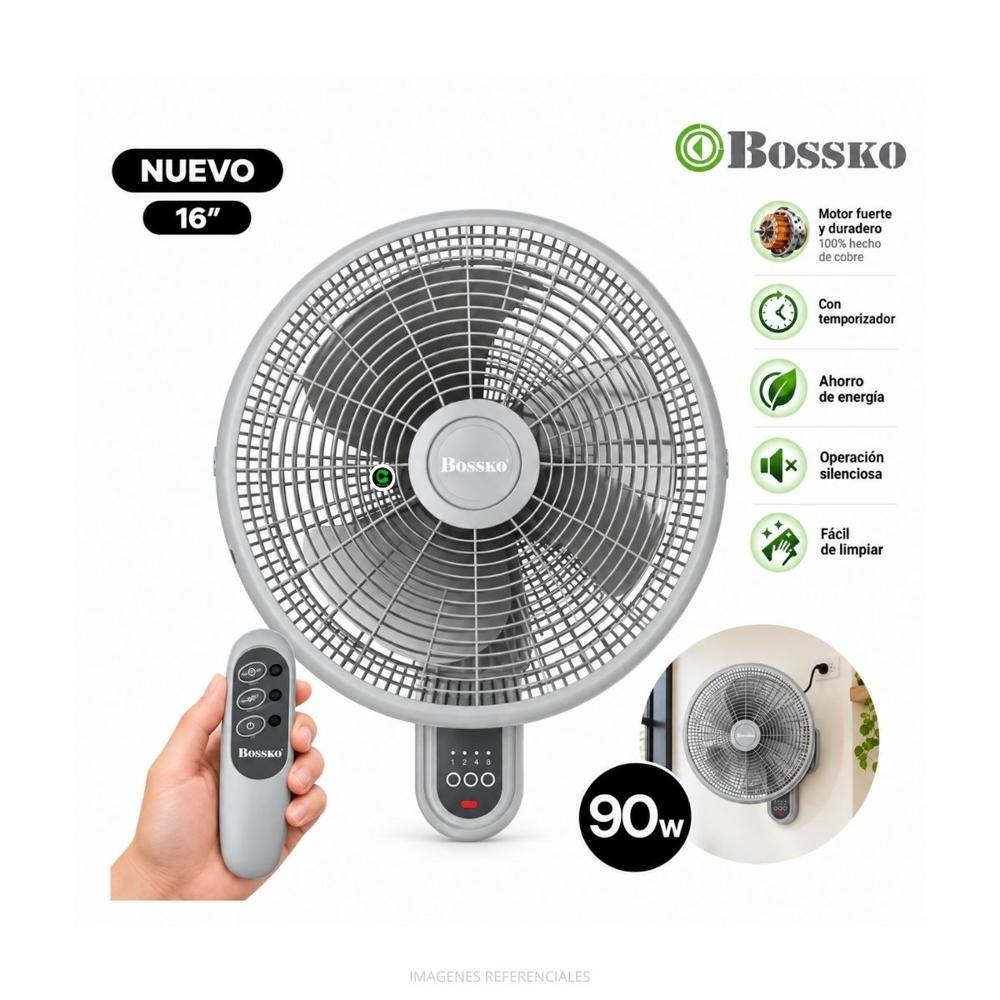 Ventilador de Pared Bossko 16 Pulgadas 90W 3 Velocidades BK-8010PD