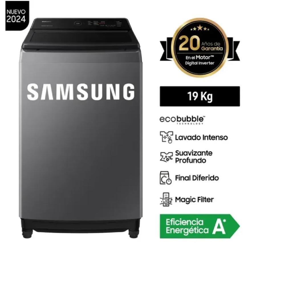 Lavadora Samsung WA19CG6441BDPE EcoBubble 19Kg - Gris Oscuro