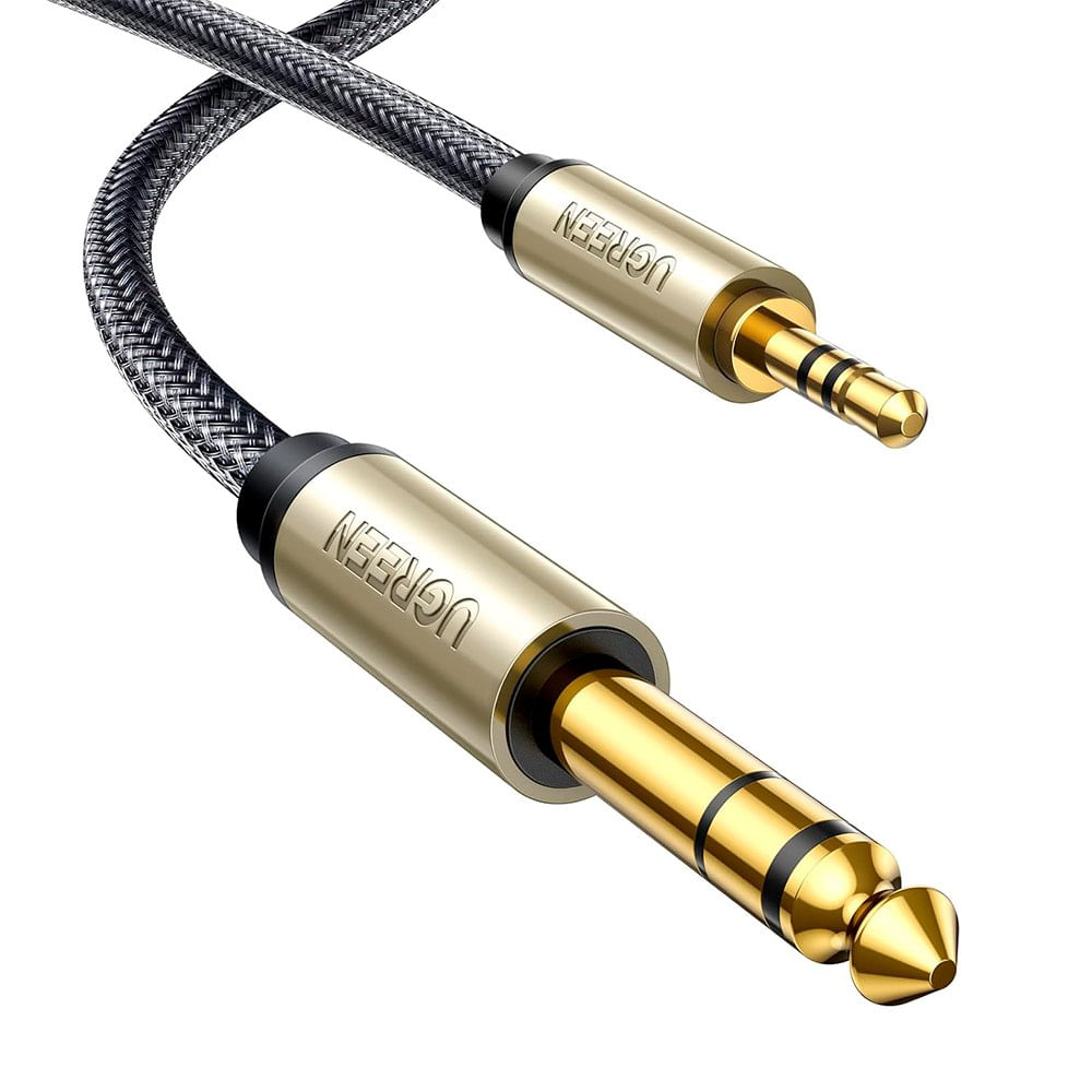 Cable de Audio UGREEN 3.5mm a 6.35mm 1-4 TRS 5 metros Nylon Trenzado Aleación Zinc Bañado 10630