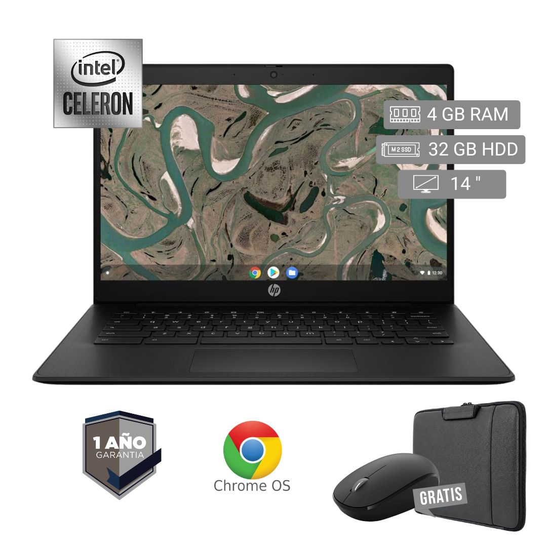 LAPTOP SEMINUEVA HP CHROMEBOOK 14 G7 - CELERON - 4GB RAM - 32GB HDD - 14 pulgadas  - MOUSE - FUNDA