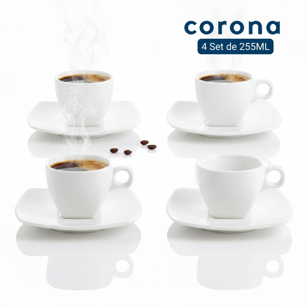 Juego de Tazas 255ml 8Pzs Actualite Corona – Tazas + Platos