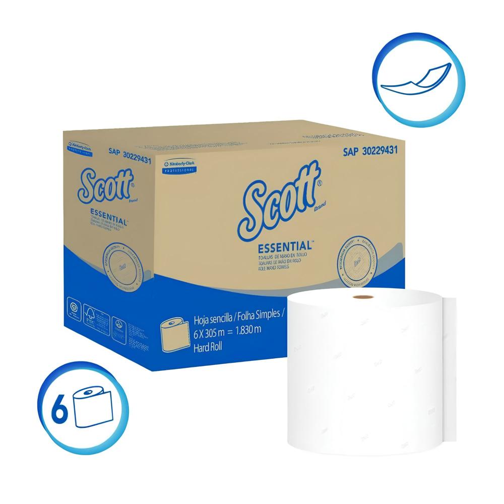 Papel Toalla Scott Essential 6x305m Hoja Sencilla