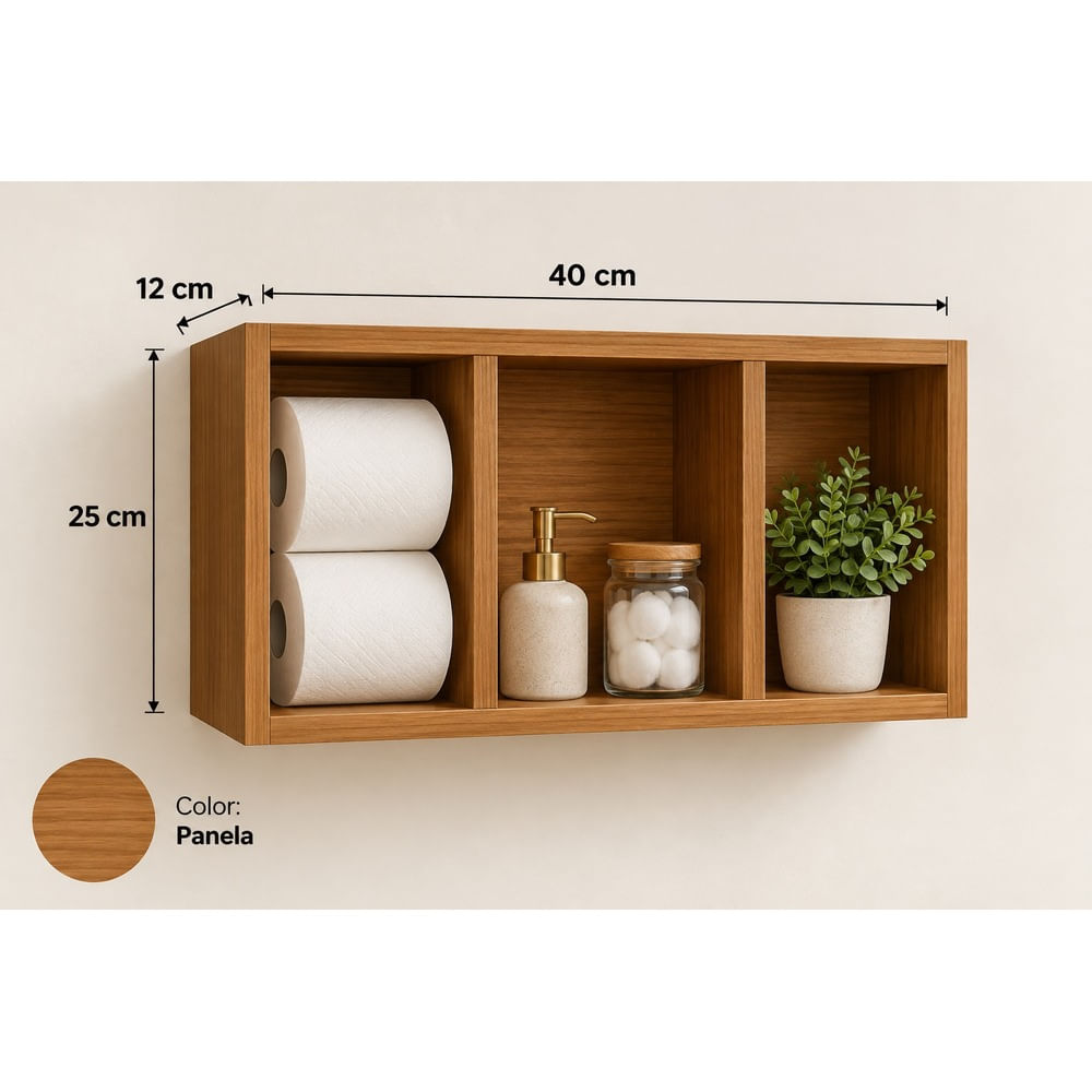 Repisa para baño flotante de melamine cuadrada panela