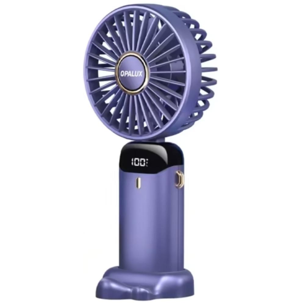 Ventilador recargable con soporte para celular azul Opalux OP-HF36-AZ