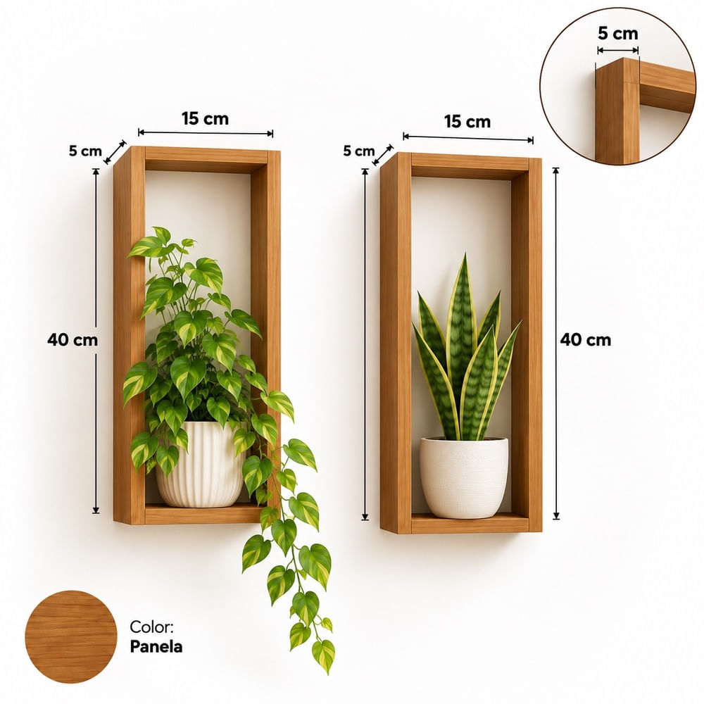 Pack de 2 repisas flotantes en forma de marco panela