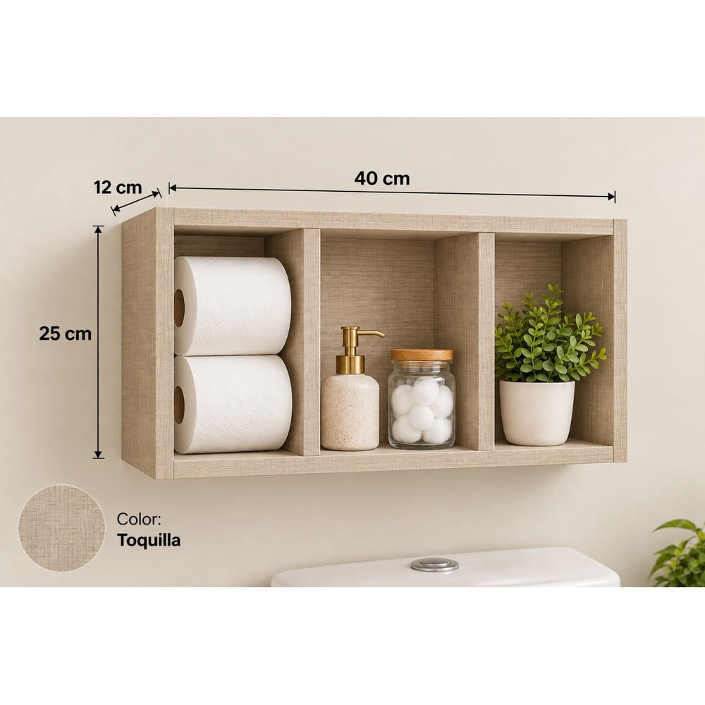 Repisa para baño flotante de melamine cuadrada toquilla