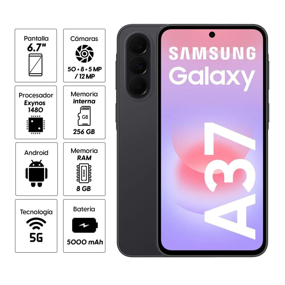 Celular Samsung Galaxy A37 5G 8GB RAM  256GB NEGRO