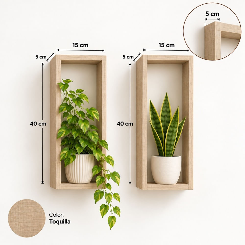 Pack de 2 repisas flotantes en forma de marco toquilla