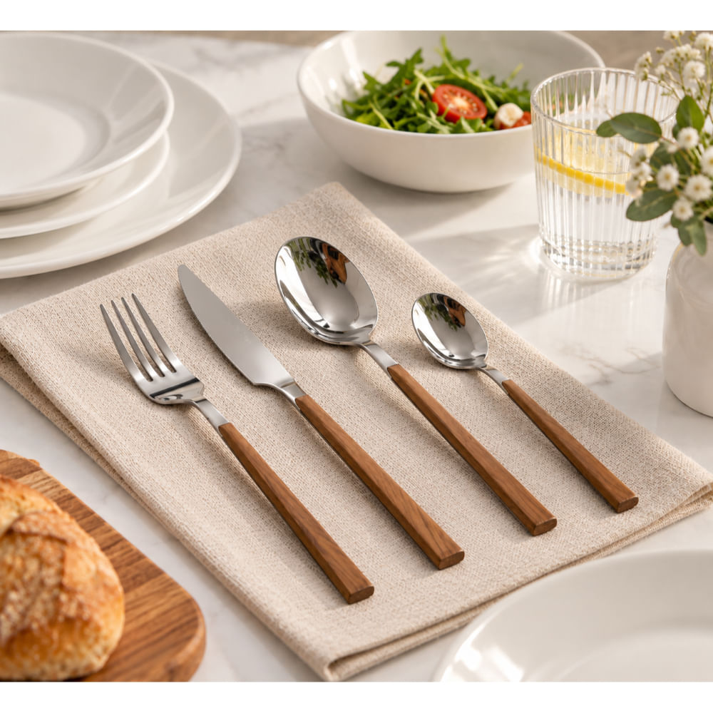Set Cubiertos X16 Madera Mv