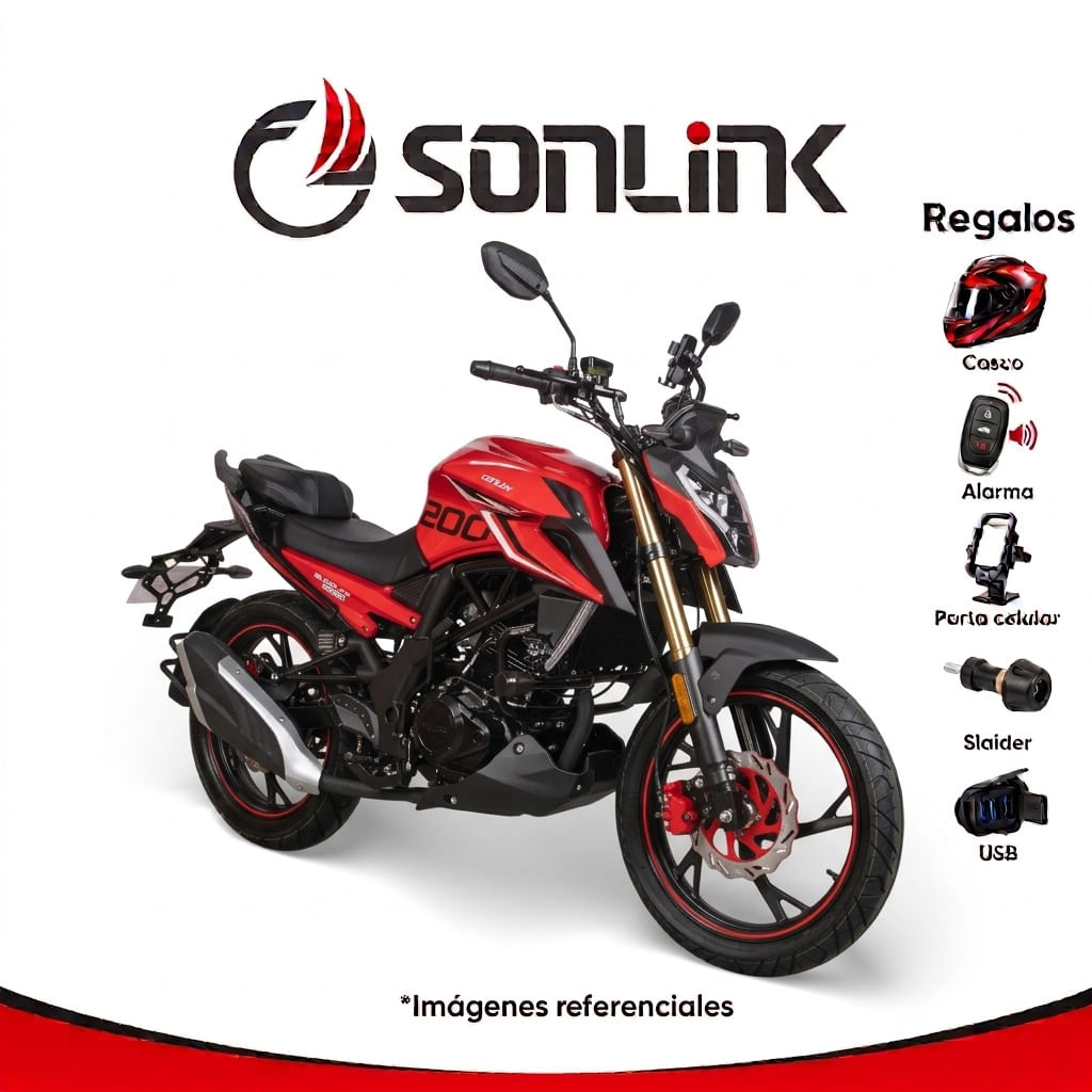 Moto Sonlink SL200-F9. 200cc 13.6hp Barras Monoshock Rojo