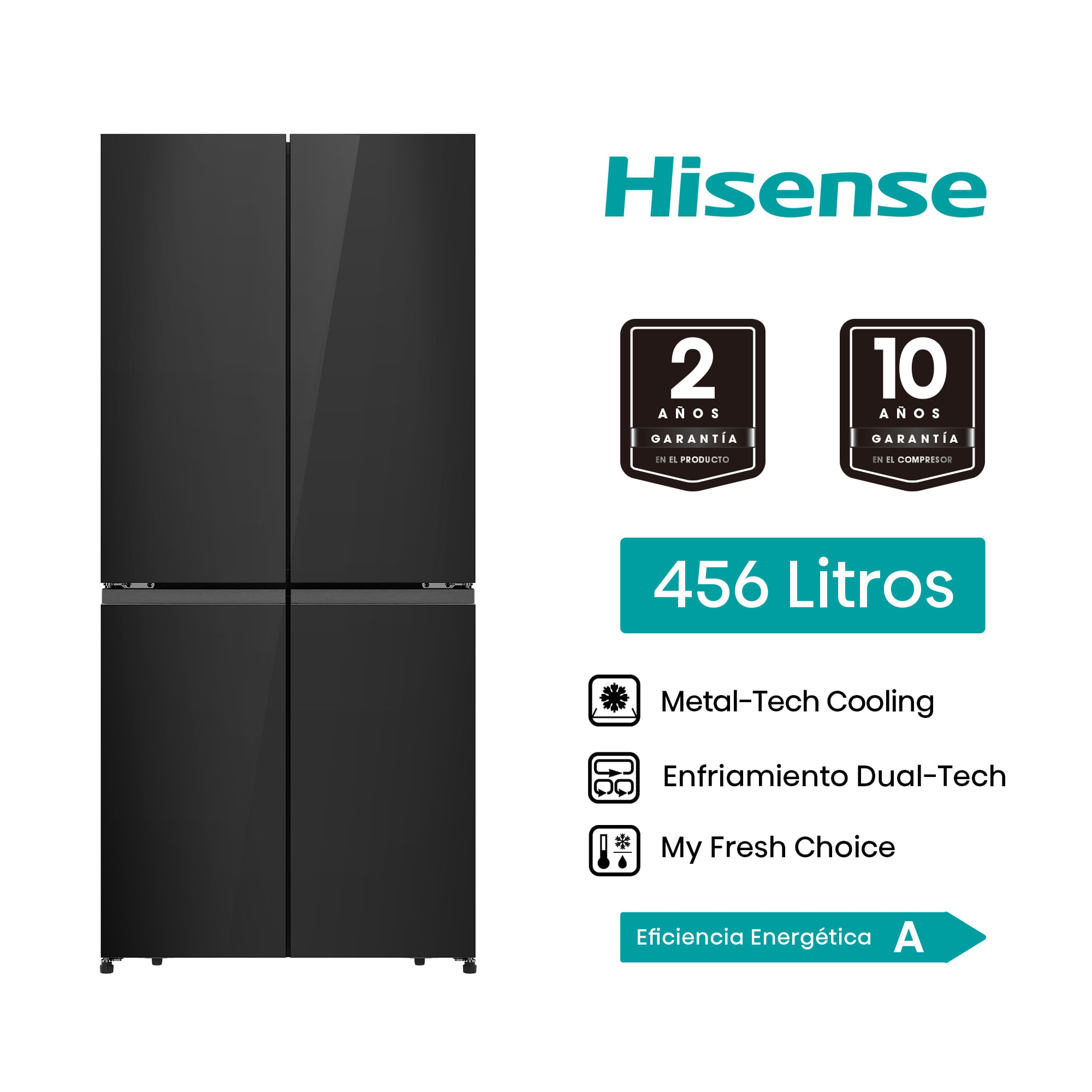 Refrigeradora HISENSE 456L All Around Cooling RQ5P470NE1A Negro