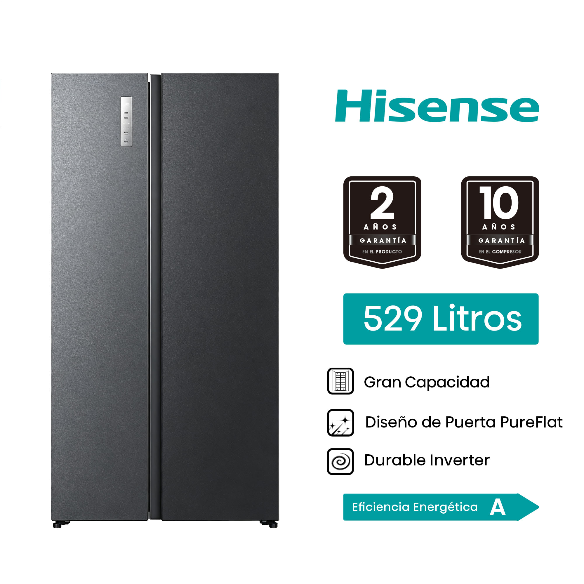 Refrigeradora HISENSE 529L No Frost RS3P558ESA Gris