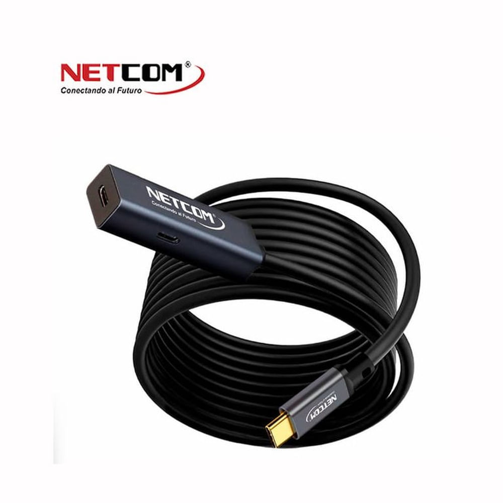 CABLE EXTENSION USB 3.2 TIPO C GEN2 DE 5 METROS 5GBPS ACTIVO PARA DATOS AUDIO Y VIDEO NETCOM