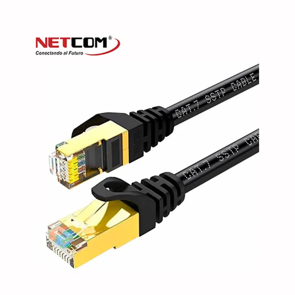 PATCH CORD ETHERNET CAT7 SSTP DE 20 METROS 10GBPS 23AWG NEGRO NETCOM