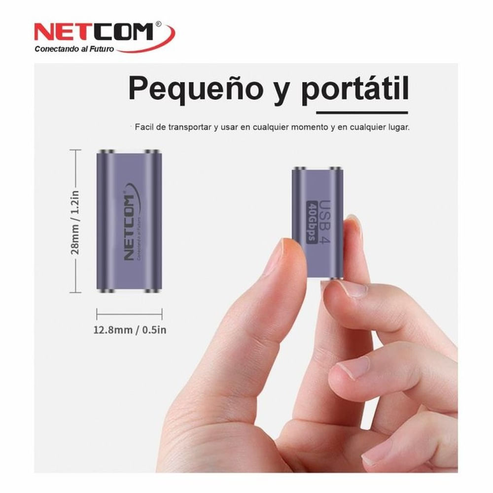 ADAPTADOR UNION USB TIPO C VIDEO ULTRA HD 8K Y DATOS 40GBPS NETCOM