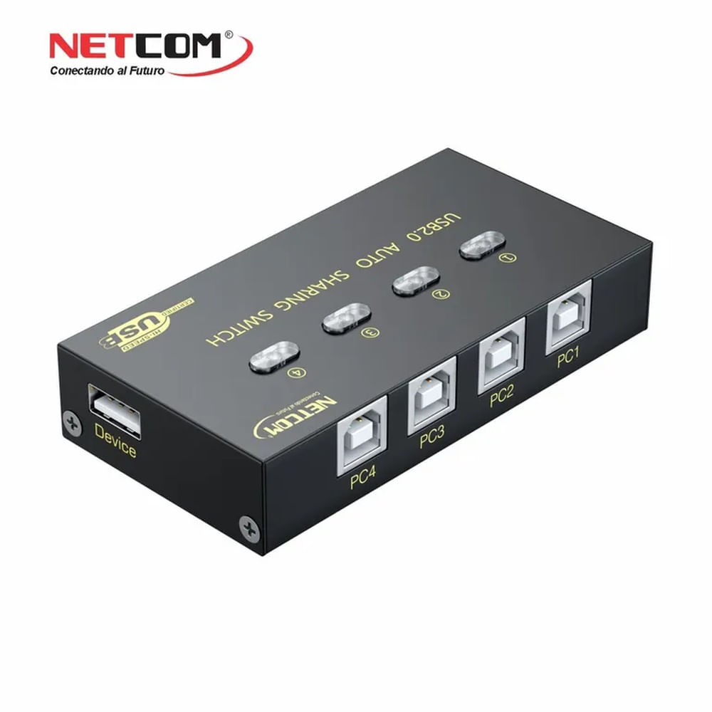 DATA SWITCH USB 4X1 4 PC A 1 IMPRESORA PRINT SERVER AUTOMATICO NETCOM