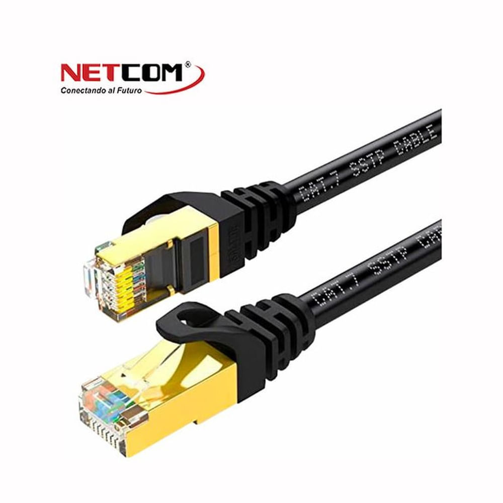 PATCH CORD ETHERNET CAT7 SSTP DE 15 METROS 10GBPS 23AWG NEGRO NETCOM