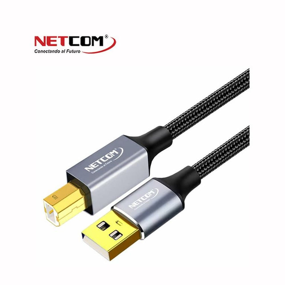 CABLE USB TIPO A 2.0 A USB TIPO B IMPRESORA DE 5 METROS FORRADO EN NYLOM NETCOM