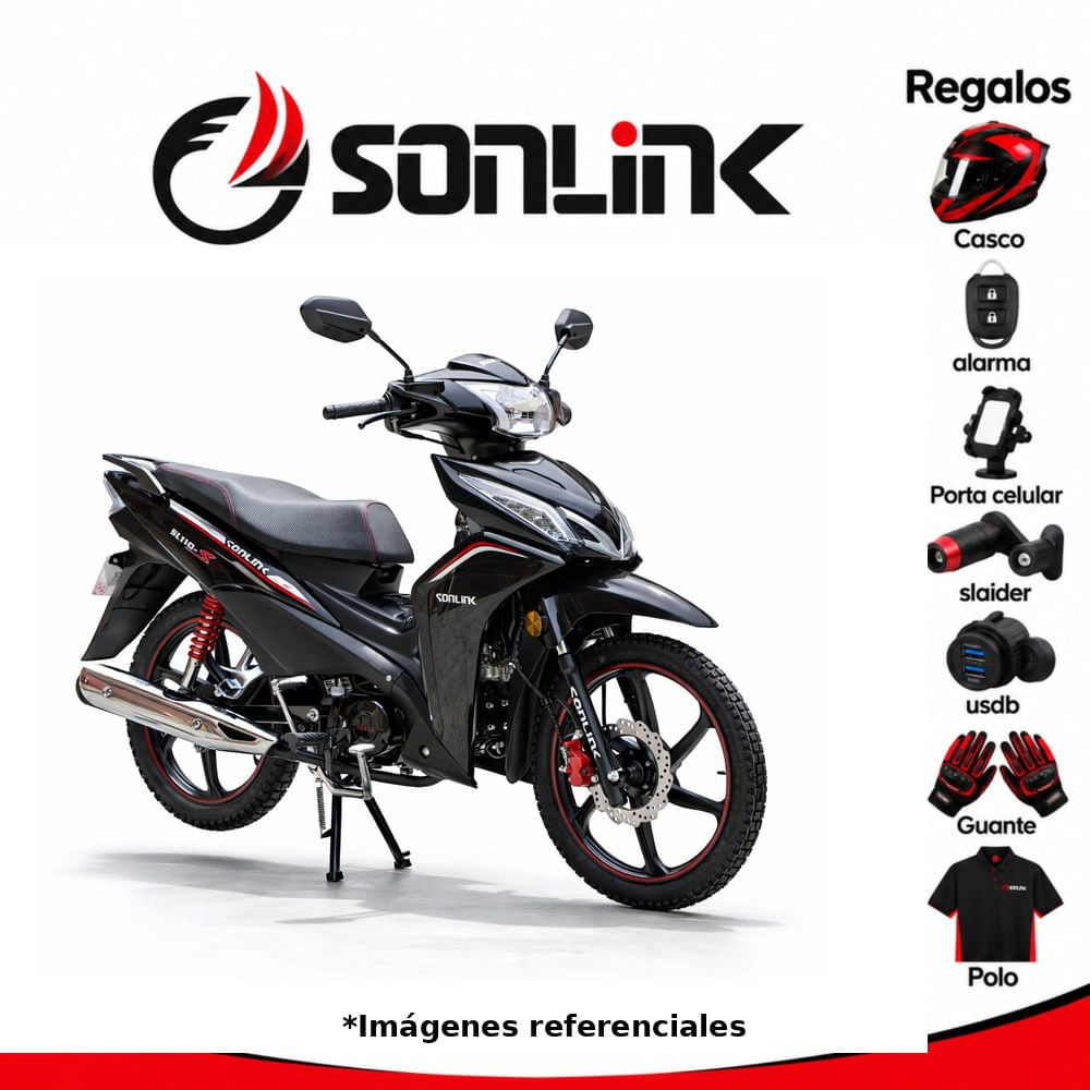 Moto Sonlink SL110-S Negro 110 cc 6.4 HP semiautomática y Luz Led
