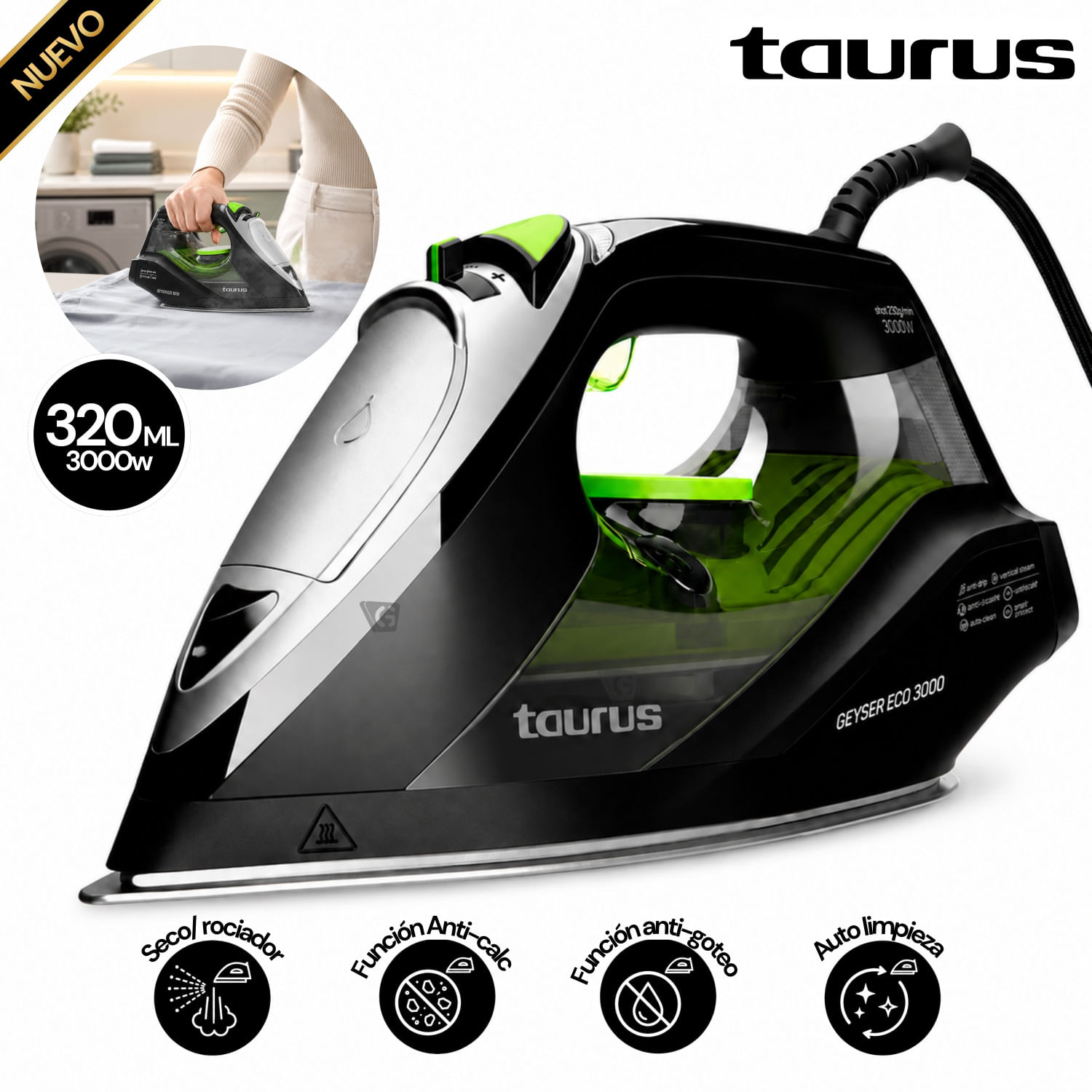 Plancha a Vapor Taurus  Geyser eco 3000
