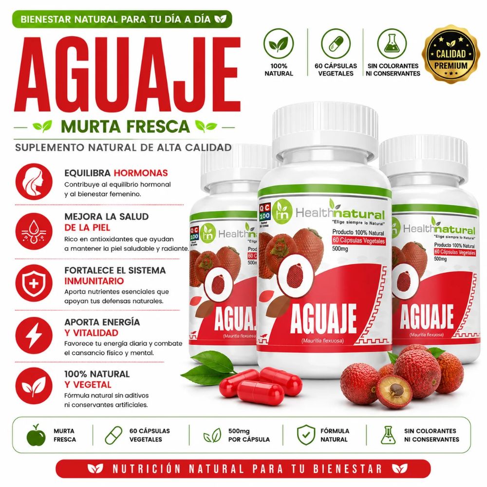 PACK 3 AGUAJE HEALTHNATURAL 1500MG