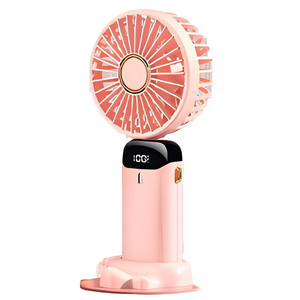 Ventilador recargable con soporte para celular rosado Opalux OP-HF36-RS