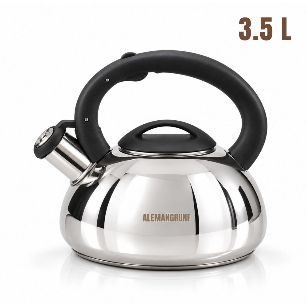 Tetera De Acero Inoxidable 3.5l Con Silbato - Negro
