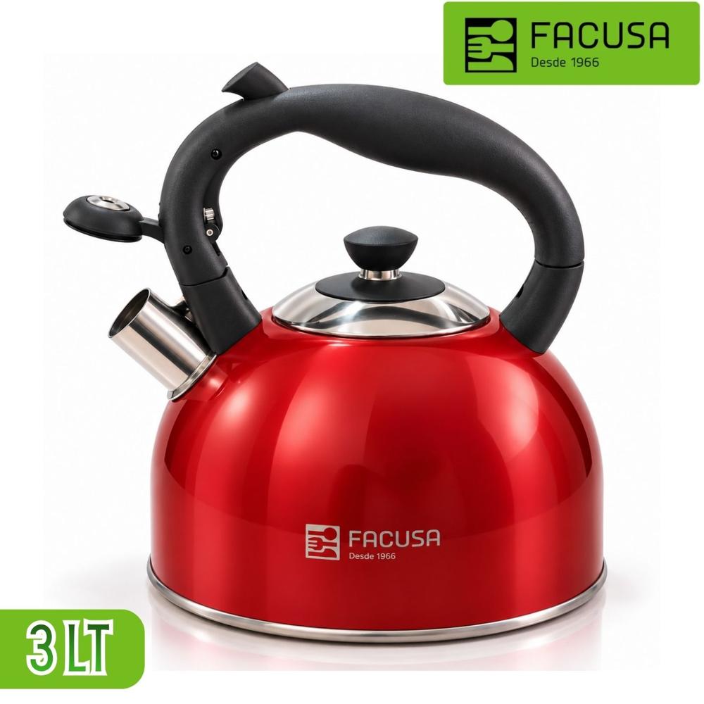 Tetera Facusa 3l De Acero Inoxidable Color Rojo