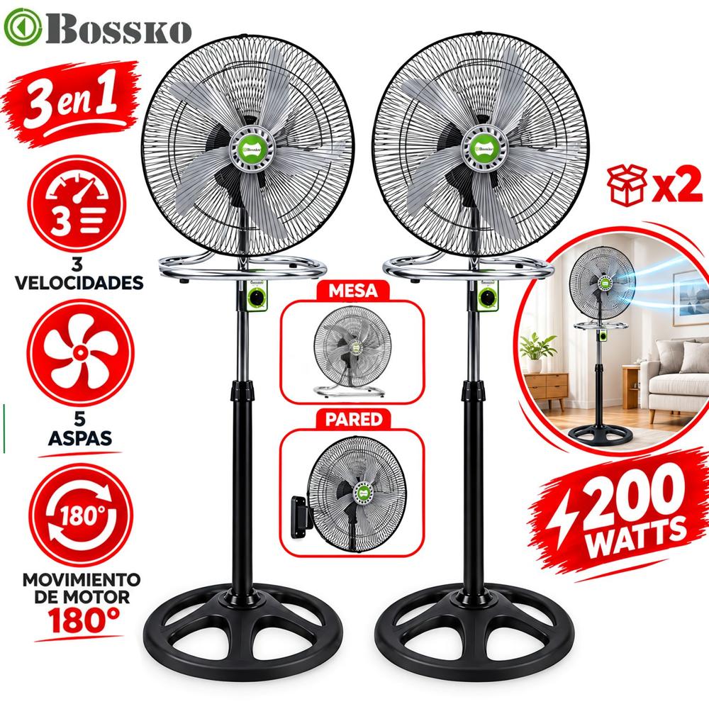 Ventilador 3 en 1 BK-8219VI/NG De 18"" 200 Watts caja de 2Unidades