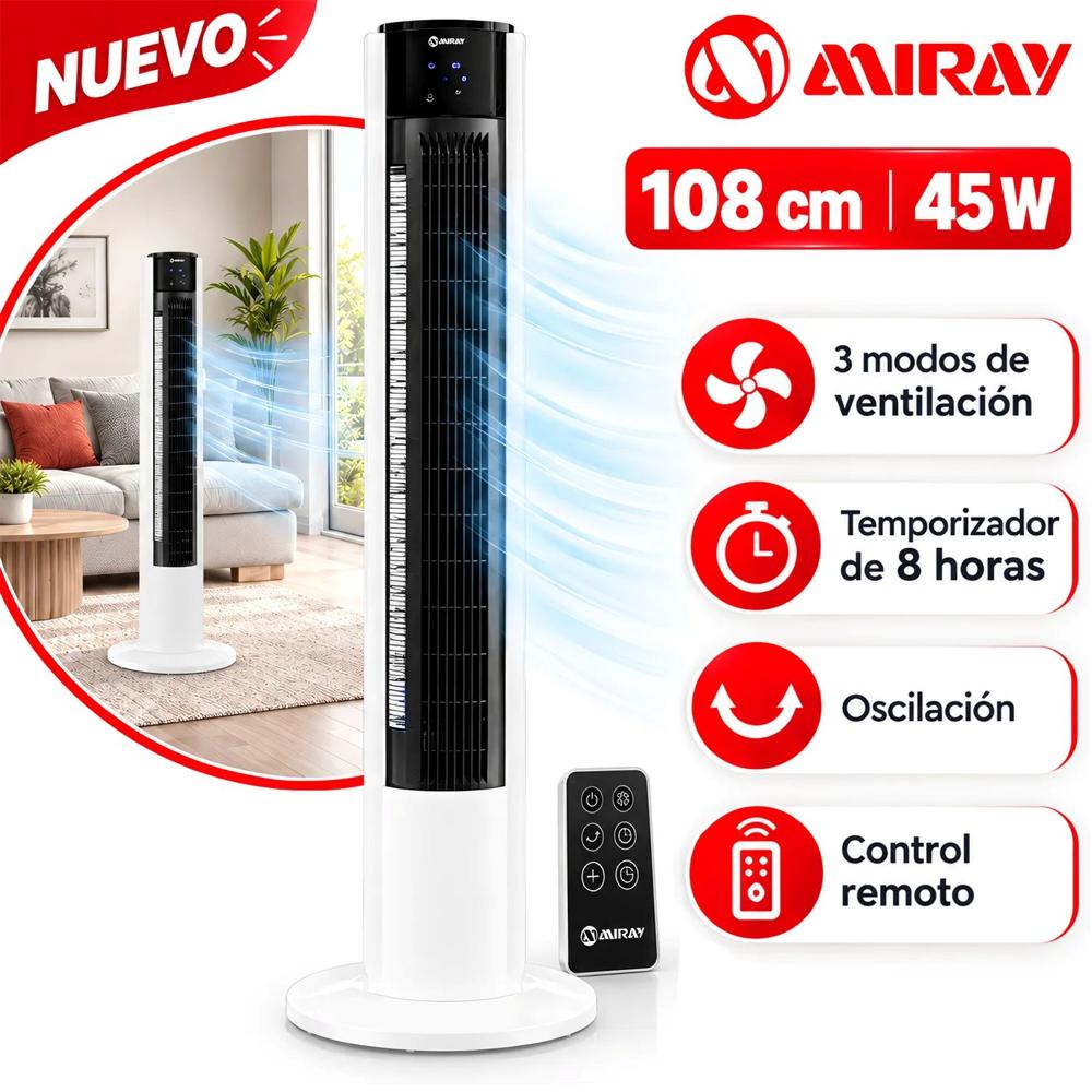 Ventilador Tipo Torre 37"" VMTT-1037R 45 Watts Blanco
