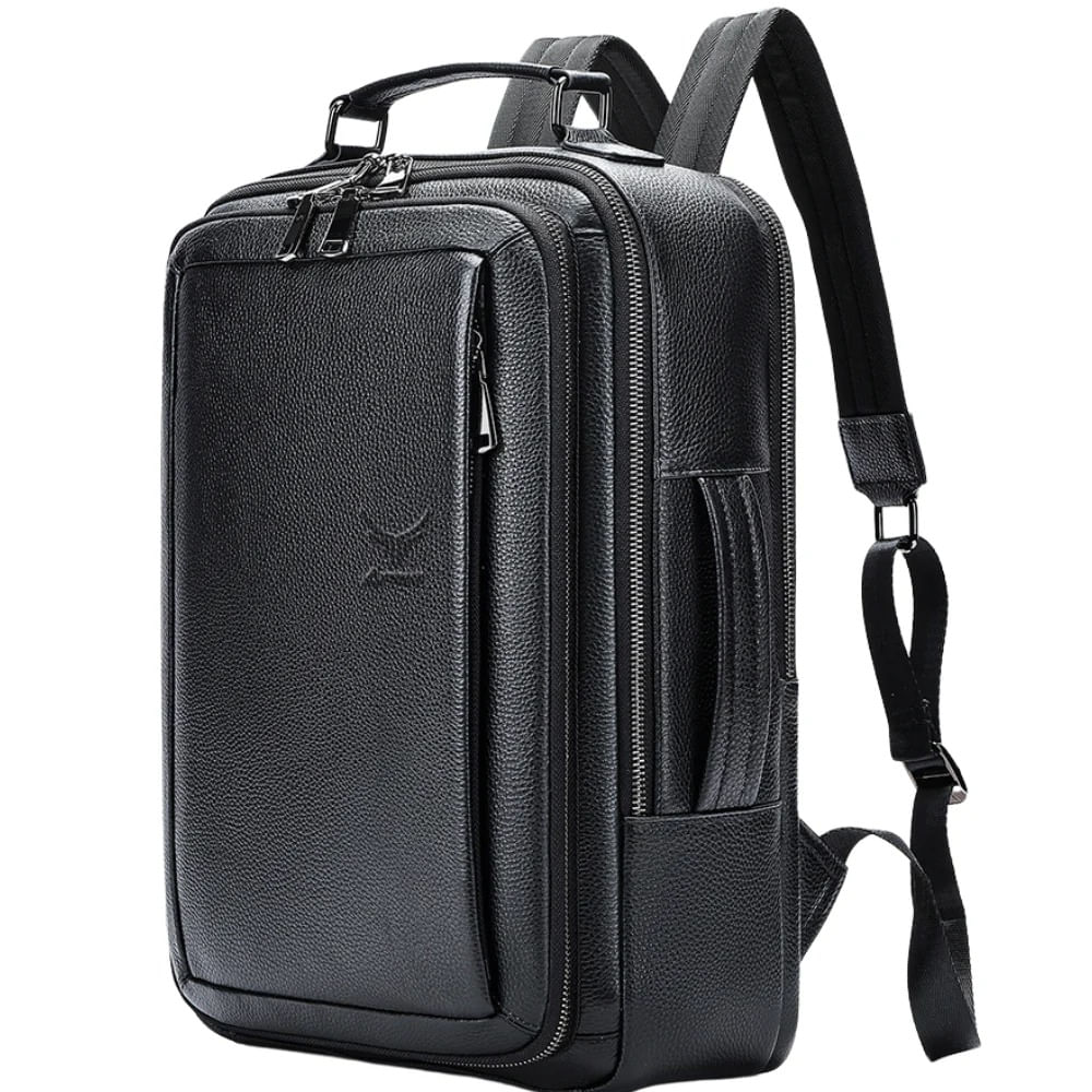 Mochila De Cuero Vacuno Para Viaje OSSIAN 2290 Laptop 15 Pulg