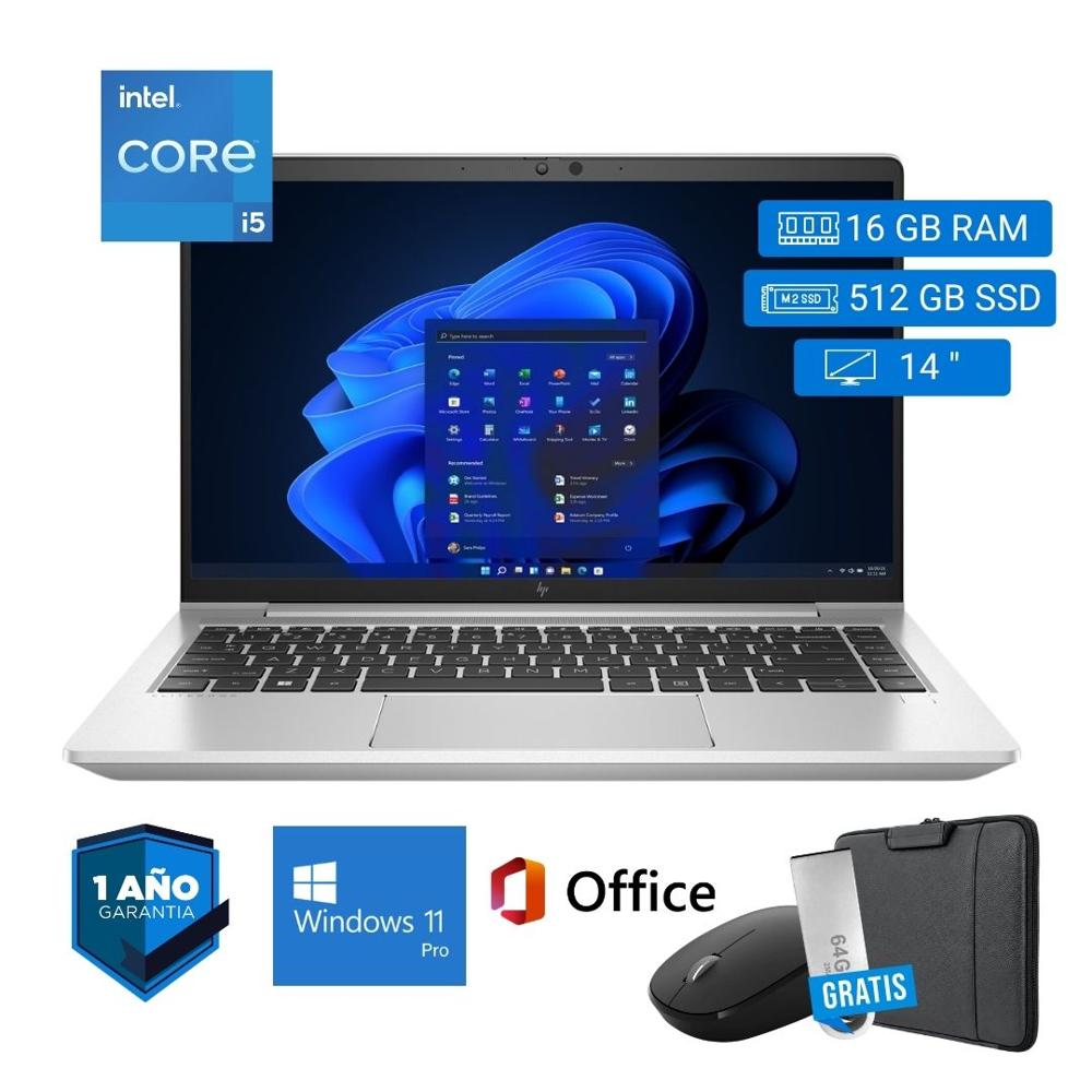 Laptop semi nueva HP EliteBook 640 G9 Core i5 12va 16GB RAM 512GB SSD 14pul - Mouse - Funda
