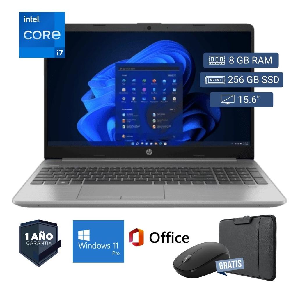 Laptop semi nueva HP 250 G8 Core i7 10ma. 8GB RAM 256GB SSD 15.6pul.- Mouse - Funda
