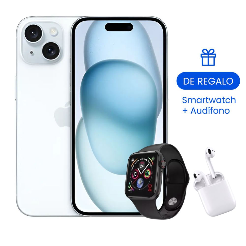 Apple iPhone 15 - 128GB Reacondicionado Grado A - Azul mas Regalo