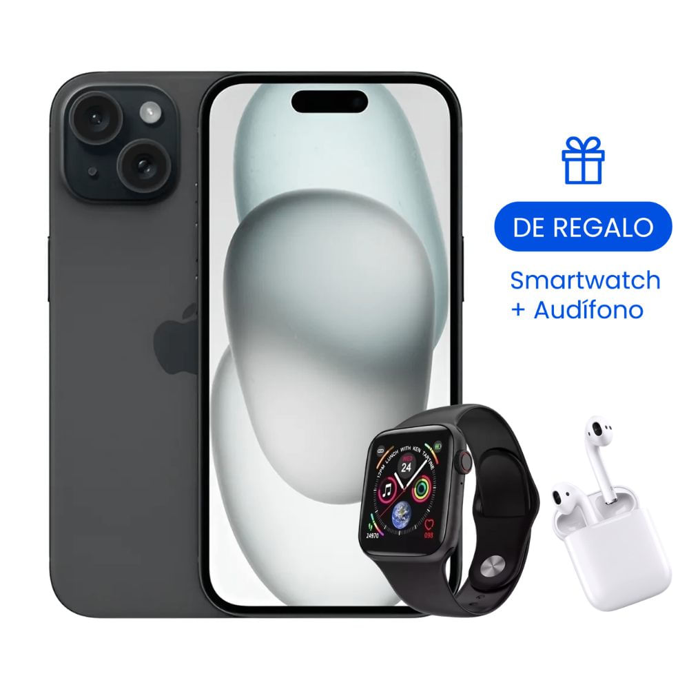Apple iPhone 15 - 128GB Reacondicionado Grado A - Negro mas Regalo