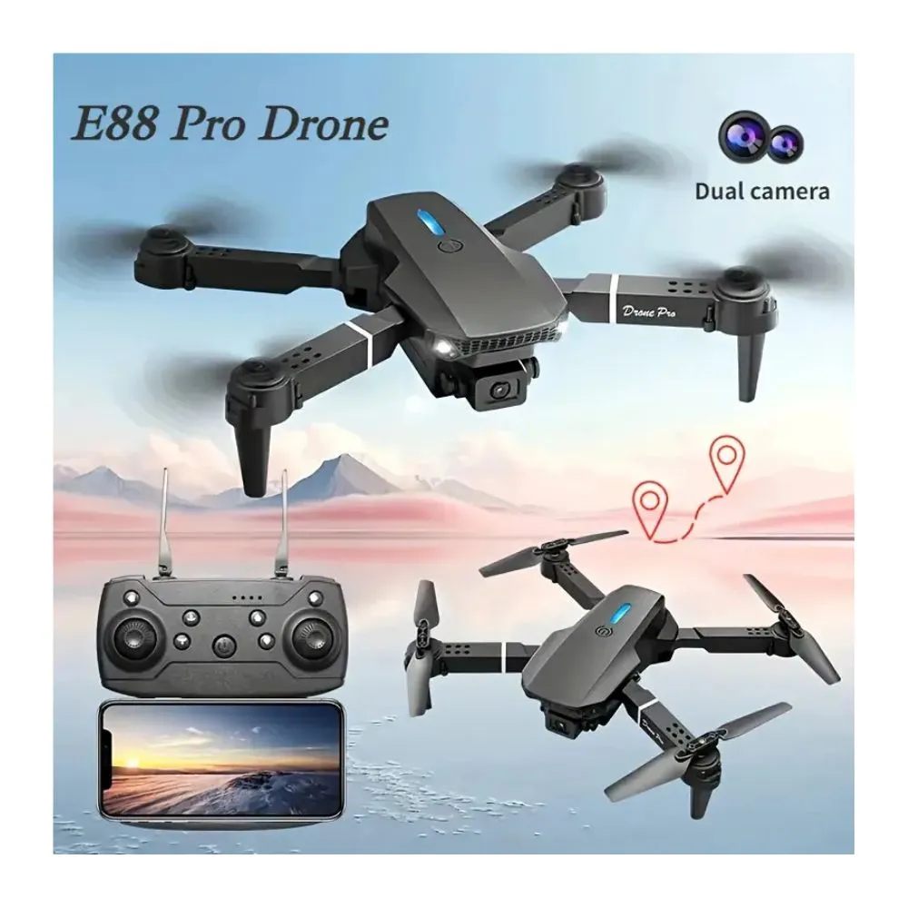 Drone E88 Pro Plegable Doble Cámara 4k Hd Control Remoto