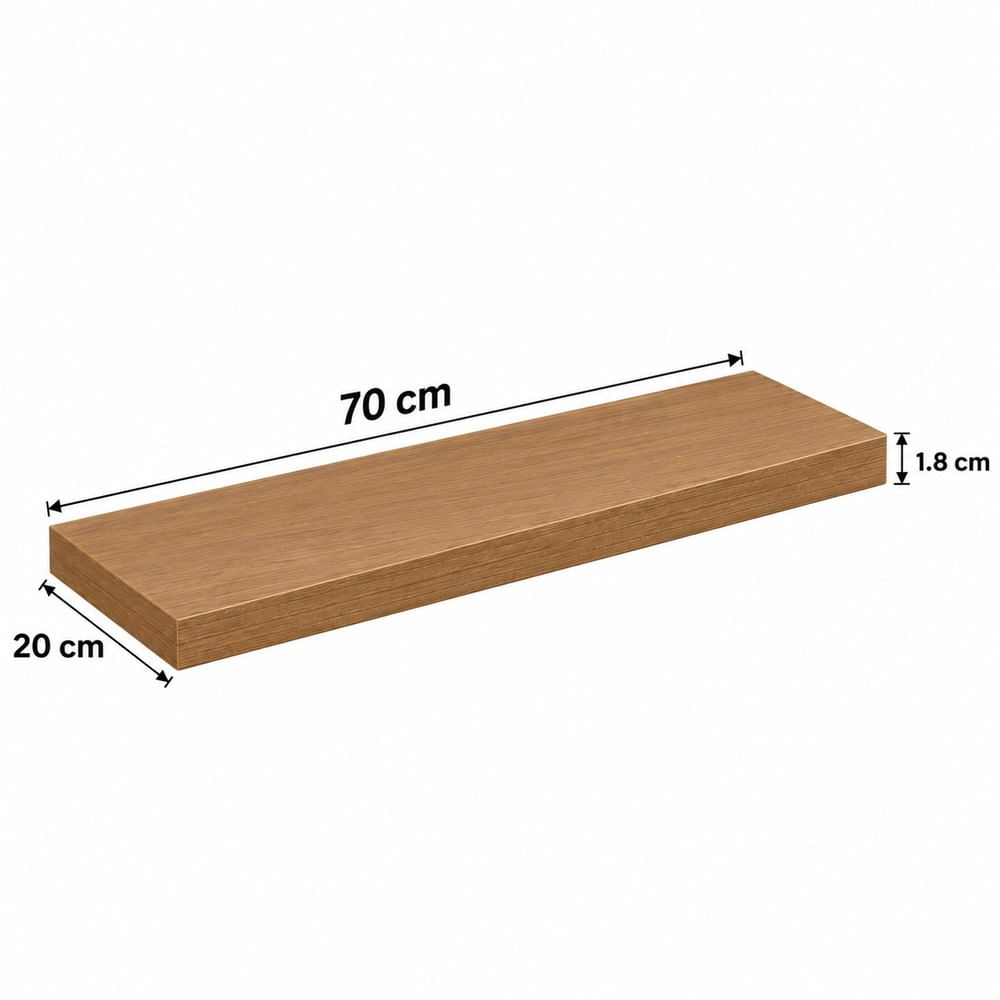 Repisa flotante recta de 70x20x1.8 cm panela melamine pelikano