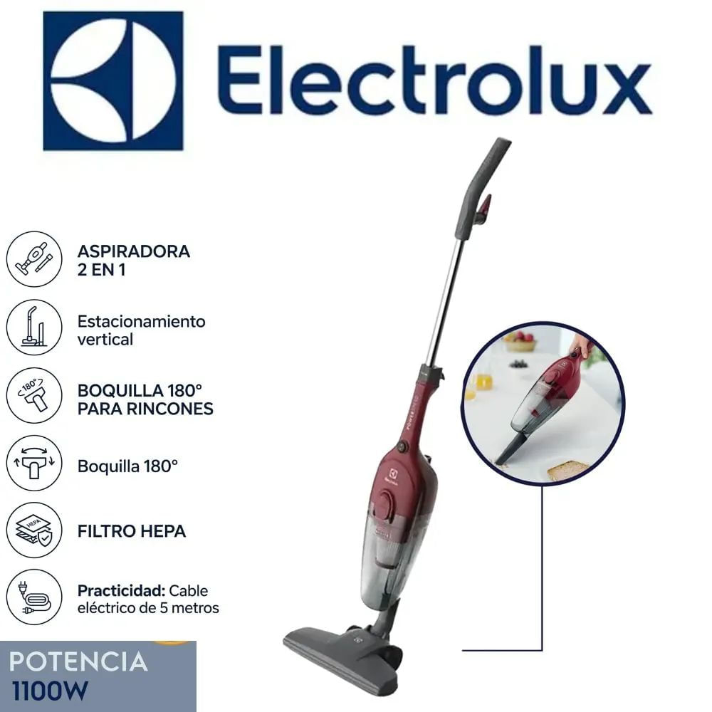 ASPIRADORA VERTICAL ELECTROLUX CABLE DE 5M COLOR ROJO MOD STK13