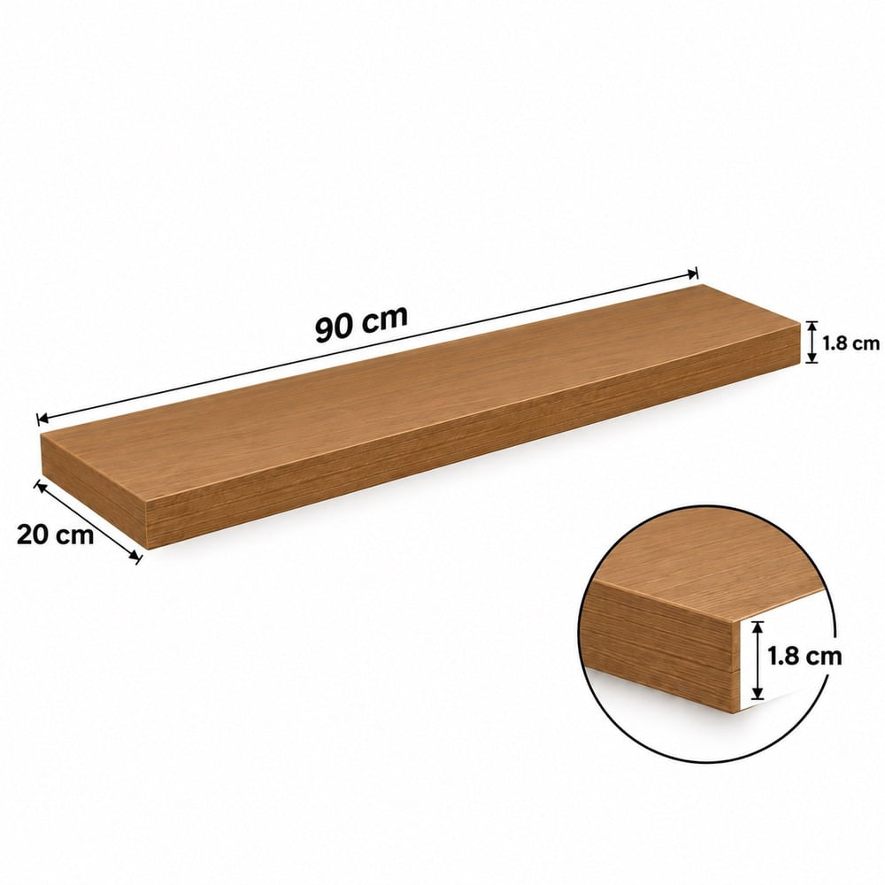 Repisa flotante recta de 90x20x1.8 cm panela melamine pelikano