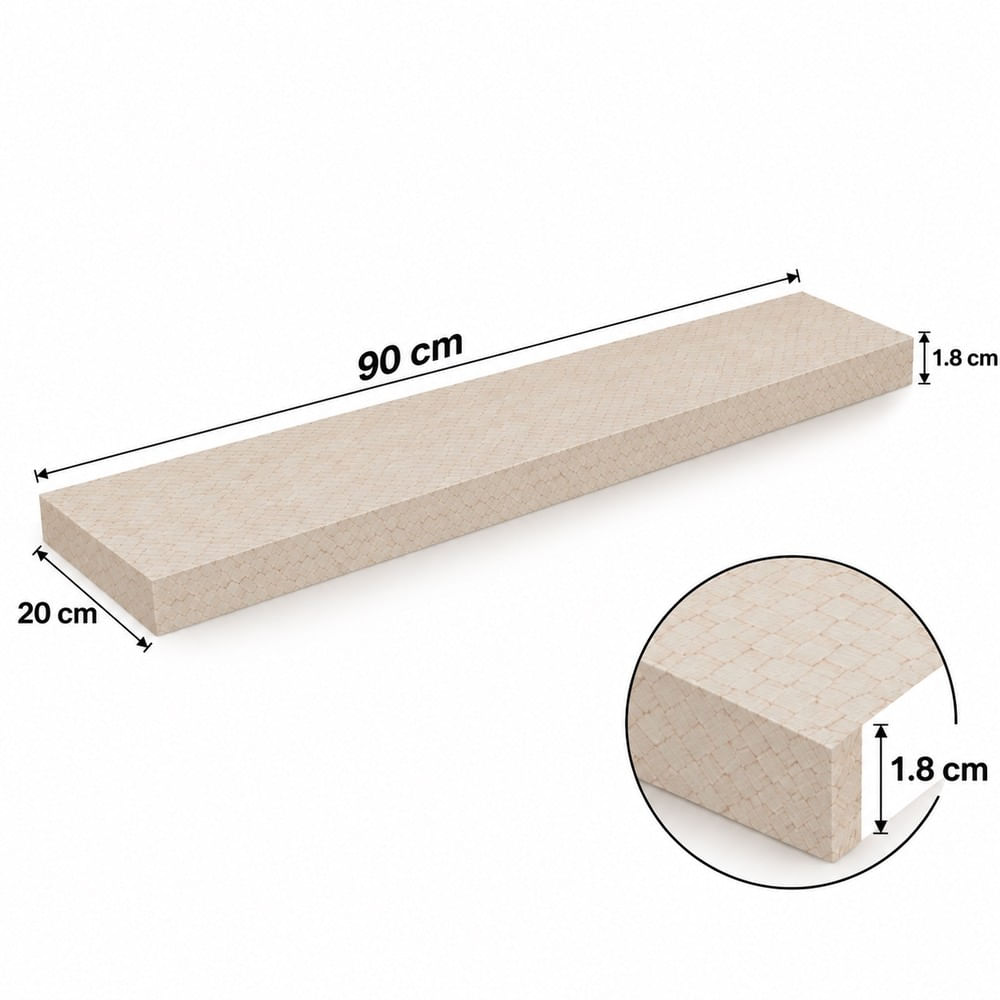 Repisa flotante recta de 90x20x1.8 cm toquilla melamine pelikano