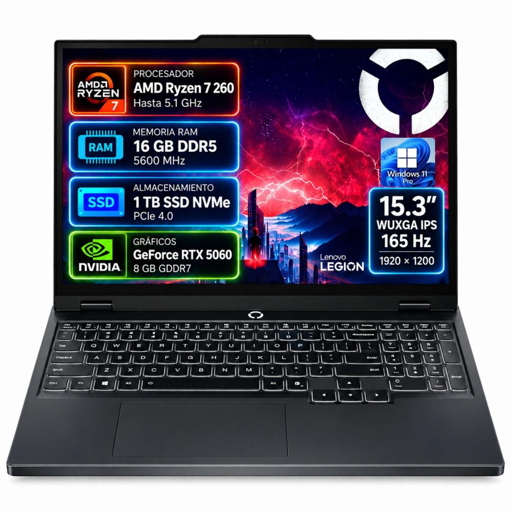 Laptop Gamer Lenovo Legion 5 15AHP10  AMD Ryzen 7  RTX 5060 8GB  RAM 16GB DDR5 SSD 1TB
