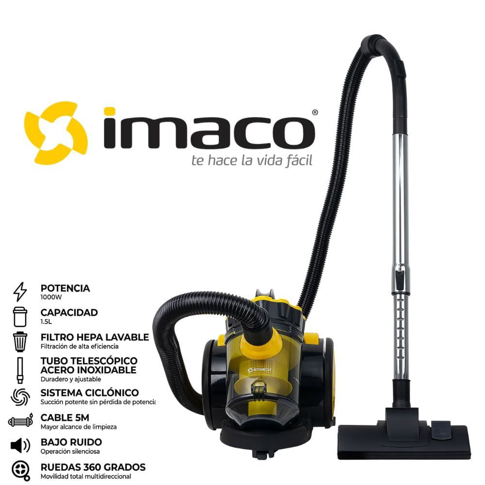 ASPIRADORA IMACO 1000W COLOR AMARILLO MOD IA1522