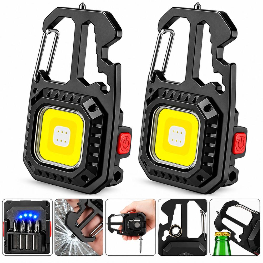 Pack x2 Mini Linterna Lámpara Led Recargable Multifuncional Llavero