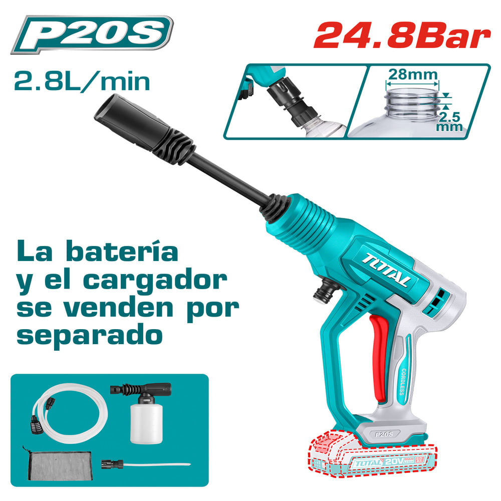LAVADORA PRESION LI-ION 20V 24.8BAR 2.8L MIN  ACC